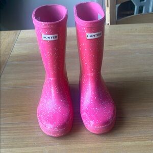 Hunter Hot pink glitter boots